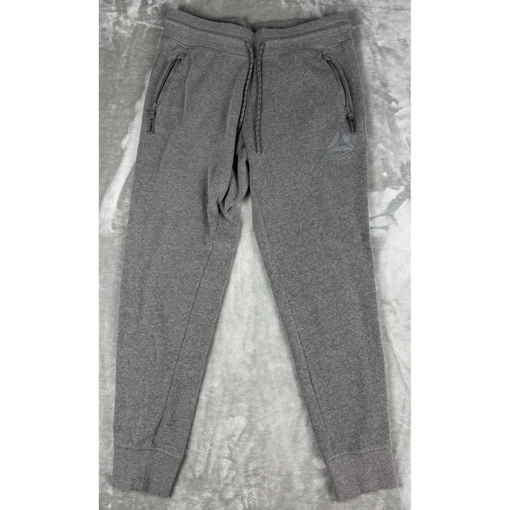 Reebok Jogger Sweatpants Mens Medium Gray Fleece Athletic Pants